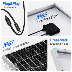 WUZECK 100 W starres Solarpanel, Leistung 100 Watt, 18 V, monokristalline Siliziumzelle, wasserdichtes Laden, 12 V, für Camping,