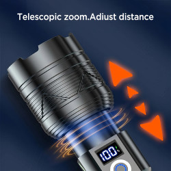 LED-Taschenlampe, wiederaufladbar, 5 Modi, zoombare, wasserdichte Taschenlampe, geeignet für Notfälle, Outdoor, Zuhause,