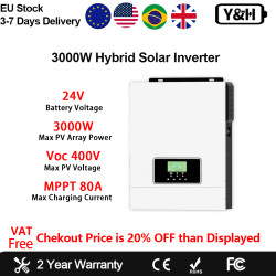 Y&H 1600W 3000W Hybrid Solar Inversor 12V 24V Off-Grid Inversor AC230V MPPT 80A Solar Ladegerät PV 30-400V In Unterstützung WIFI