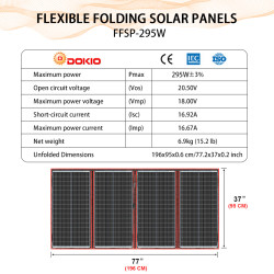 Dokio 295w 18v flexibles Solar panel tragbares faltbares Outdoor-Solar panel für
