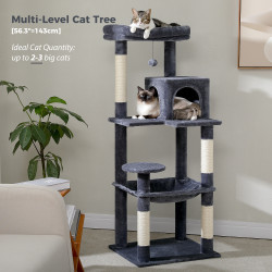 Luxuriöser Kratzbaum-Haus-Turm mit Schrank, massivem Holz, Katzenbaum-Pfosten-Spielzeug, mehrstufig, für Kätzchen,