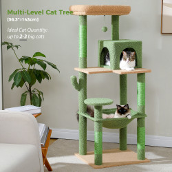 Luxuriöser Kratzbaum-Haus-Turm mit Schrank, massivem Holz, Katzenbaum-Pfosten-Spielzeug, mehrstufig, für Kätzchen,