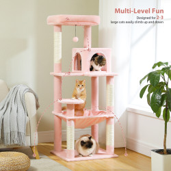 Luxuriöser Kratzbaum-Haus-Turm mit Schrank, massivem Holz, Katzenbaum-Pfosten-Spielzeug, mehrstufig, für Kätzchen,