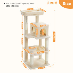 Luxuriöser Kratzbaum-Haus-Turm mit Schrank, massivem Holz, Katzenbaum-Pfosten-Spielzeug, mehrstufig, für Kätzchen,