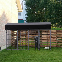 Große Hundehütte Hund Kiste Käfig, geschweißte Draht Pet Laufstall mit UV Schutz Wasserdichte Abdeckung Metall und Dach Außen