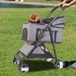 Großer Haustier-Kinderwagen, Kinderwagen, Hundeträger, Anhänger, Kinderwagen, Reise-Spaziergang, mit abnehmbarer Tragetasche,