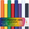HTVRONT 8/14 Stück 12 x 3 Fuß mehrfarbige PU-Wärmeübertragungs-Vinylrolle für T-Shirt-Druck, DIY, zum Aufbügeln auf HTV-Folie,