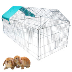 Metall 220x103x85/103cm Haustier Laufstall für Kleintiere Outdoor Käfig Spiel Spielplatz Zaun für Kaninchen mit Schutz