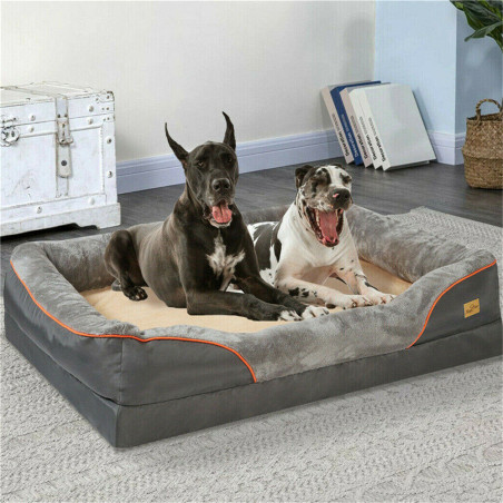 Jumbo großes orthopädisches Hundebett, Memory-Schaum, Haustiersofa, Couch, wasserdicht, erhöhtes Kissen, warme Welpenrolle,