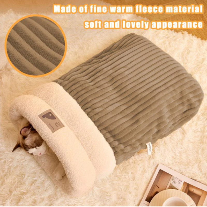 Bequemer Katzenschlafsack, weiches Katzenbett, warmes geschlossenes Katzenbett, lustiger Tunnel, Haustiernest, schönes Nest für