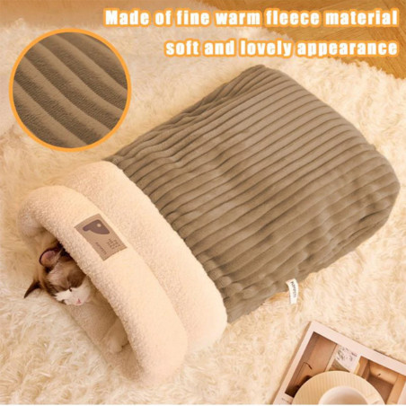 Bequemer Katzenschlafsack, weiches Katzenbett, warmes geschlossenes Katzenbett, lustiger Tunnel, Haustiernest, schönes Nest für