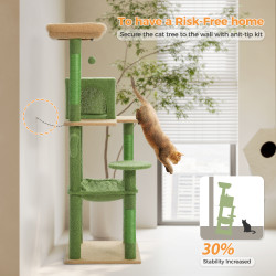 Kaktus-Kratzbaumturm für große Katzen mit Metallplüsch, große Hängematte für Hauskatzen mit 2-türigem Eigentumswohnung und
