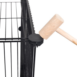DIY schwarzer Haustier-Laufstall, 38 Panels mit Türtreppe, zweistufiges Außengehäuse für Katzen, Hasen, Meerschweinchen,