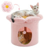 Katzenbetten für Hauskatzen, großes Katzenhaus mit abnehmbarem Blumen-Katzenbett, süßes Katzenversteck für Katzenhöhlen,