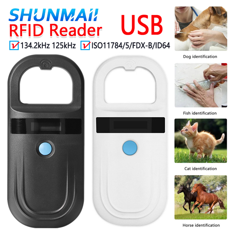 Tier-RFID-Leser, Schwarz/Weiß, 134,2 kHz, 125 kHz, Haustier-Mikrochip-Scanner, USB, Haustier, Katze, Hund, Mikrochip-Scanner für