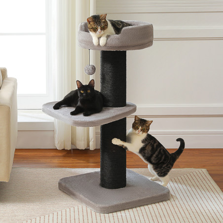 Katzenkratzbaum für große Katzen, kleiner Kratzbaumturm mit dickem Kratzbaum, Oberbett, hoher Katzenkratzer für den