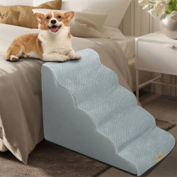 Hunderampe, Stufentreppe, 5 Stufen, Haustiertreppe für hohe Betten und Sofas, hochdichter Schwammschaum, Hundestufen mit