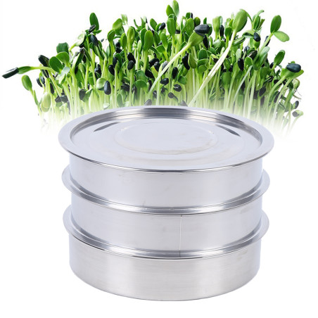Keimnetz aus Edelstahl, Gartenpflanzwerkzeug, Sprossen, Mikrogreens, wachsendes Tabletts-Set mit Deckel