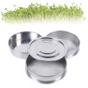 Keimnetz aus Edelstahl, Gartenpflanzwerkzeug, Sprossen, Mikrogreens, wachsendes Tabletts-Set mit Deckel