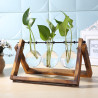 Hydrokultur-Pflanzenvasen, Vintage-Blumentopf, transparente Kreisflasche, Holzrahmen, Borosilikatglas, kreativer Behälter