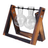 Hydrokultur-Pflanzenvasen, Vintage-Blumentopf, transparente Kreisflasche, Holzrahmen, Borosilikatglas, kreativer Behälter