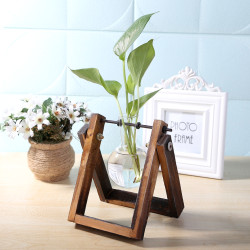 Vintage Glas Transparent Pflanze Bonsai Weihnachtsdekorationen Vase Holzrahmen Hydrokultur Yard Pot Wohnaccessoires
