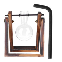 Vintage Glas Transparent Pflanze Bonsai Weihnachtsdekorationen Vase Holzrahmen Hydrokultur Yard Pot Wohnaccessoires