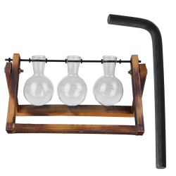 Vintage Glas Transparent Pflanze Bonsai Weihnachtsdekorationen Vase Holzrahmen Hydrokultur Yard Pot Wohnaccessoires