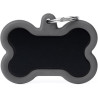 My Family Personalisiertes Hundeschild für Hunde, hergestellt in Italien, XL-Knochen, Schwarz und Grau, Gravur, Aluminium und
