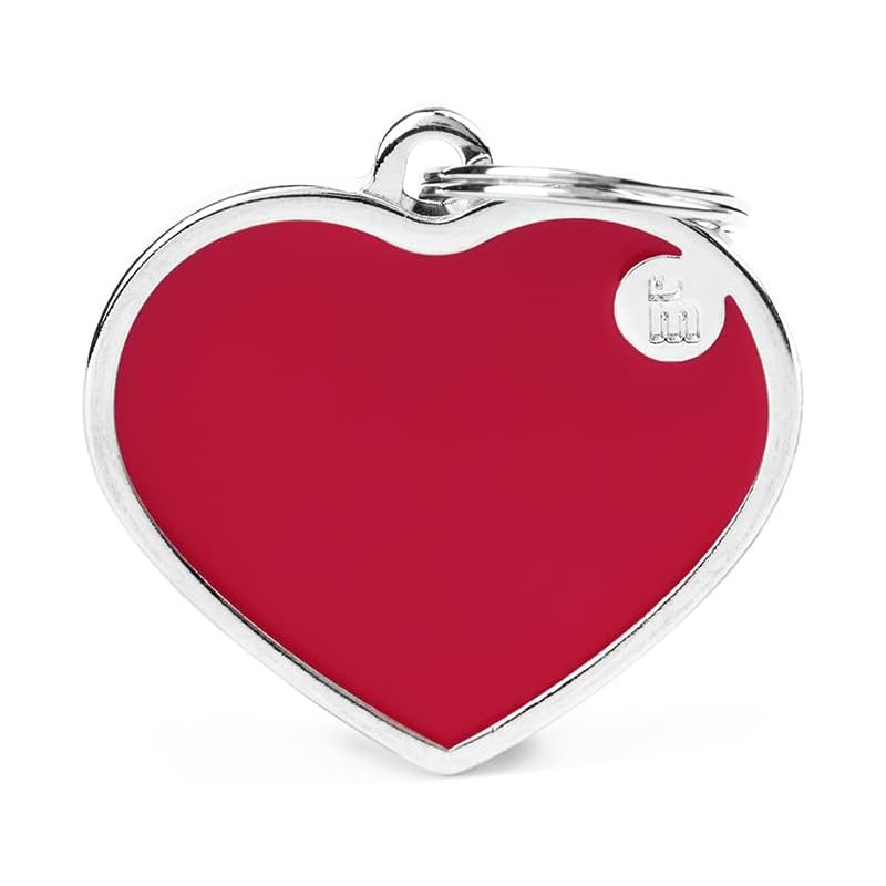My Family Personalisiertes Ausweisschild für Hunde, hergestellt in Italien, großes rotes Herz, gravierte Hundeschild,