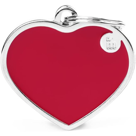 My Family Personalisiertes Ausweisschild für Hunde, hergestellt in Italien, großes rotes Herz, gravierte Hundeschild,