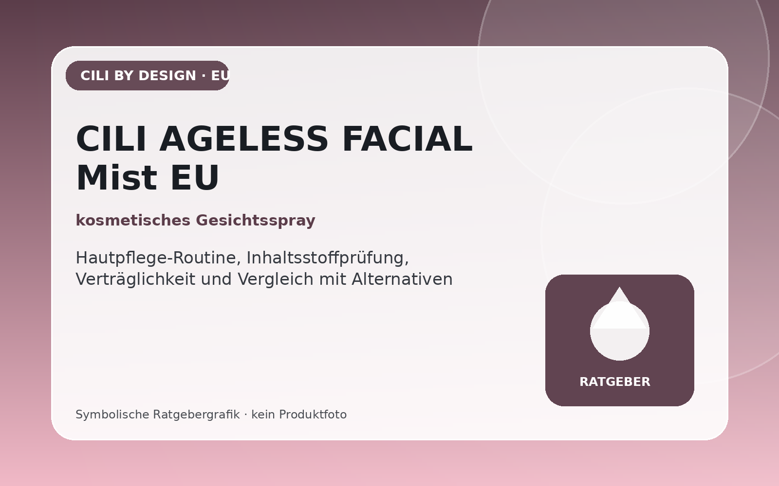 CILI AGELESS FACIAL Mist EU – symbolische Ratgebergrafik mit scanbarem QR-Code zum Partnerangebot