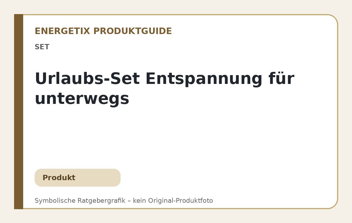Urlaubs-Set Entspannung für unterwegs – ehrliche Ratgebergrafik mit QR-Code zum Affiliate-Angebot