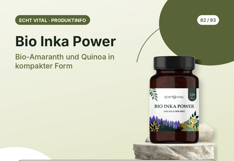 Bio Inka Power von Echt Vital mit Produktabbildung und Affiliate-QR-Code