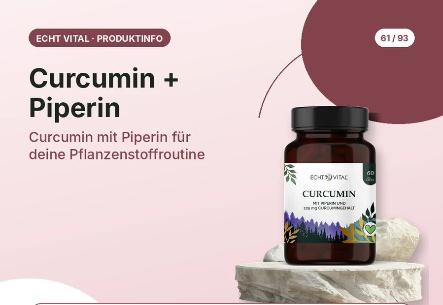 Curcumin + Piperin von Echt Vital mit Produktabbildung und Affiliate-QR-Code