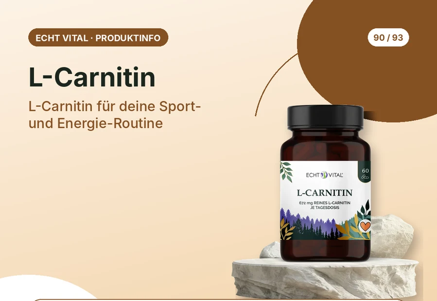 L-Carnitin von Echt Vital mit Produktabbildung und Affiliate-QR-Code