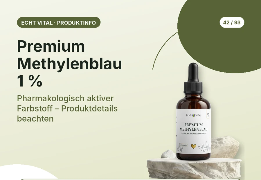 Methylenblau 1 % von Echt Vital mit Produktabbildung und Affiliate-QR-Code