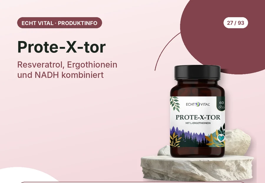 Prote-X-tor von Echt Vital mit Produktabbildung und Affiliate-QR-Code