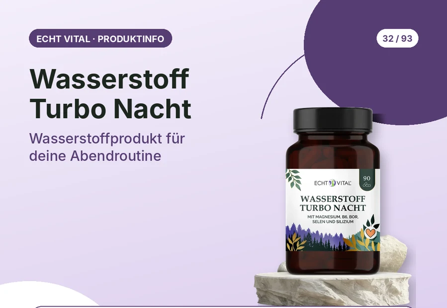 Wasserstoff Turbo Nacht von Echt Vital mit Produktabbildung und Affiliate-QR-Code