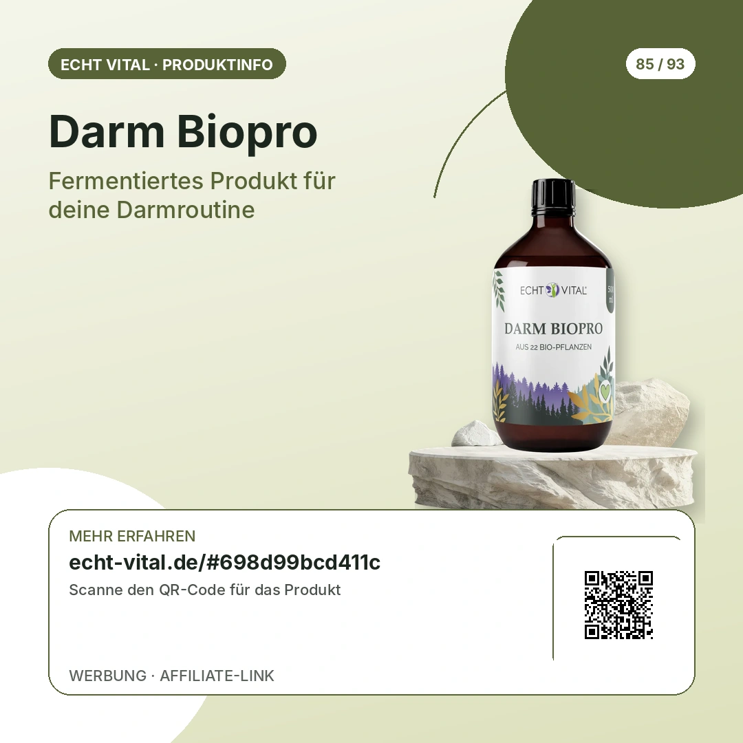 Darm Biopro Sicherheitshinweise und QR-Code zum Anbieter