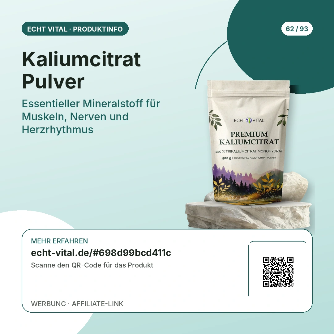 Kaliumcitrat Pulver Vergleich mit scanbarem Affiliate-QR-Code