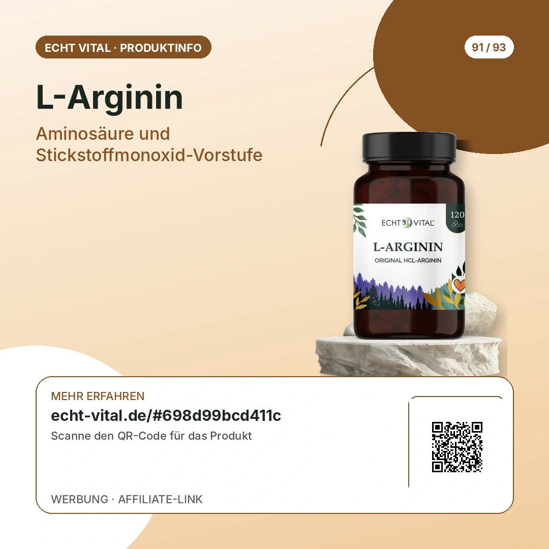 L-Arginin Vergleich mit scanbarem Affiliate-QR-Code