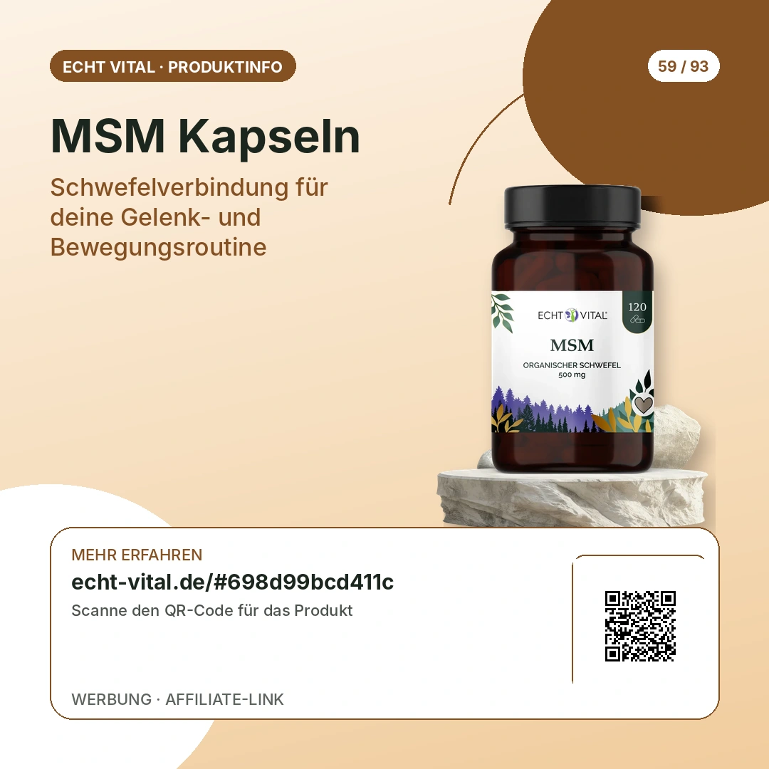 MSM Kapseln Vergleich mit scanbarem Affiliate-QR-Code