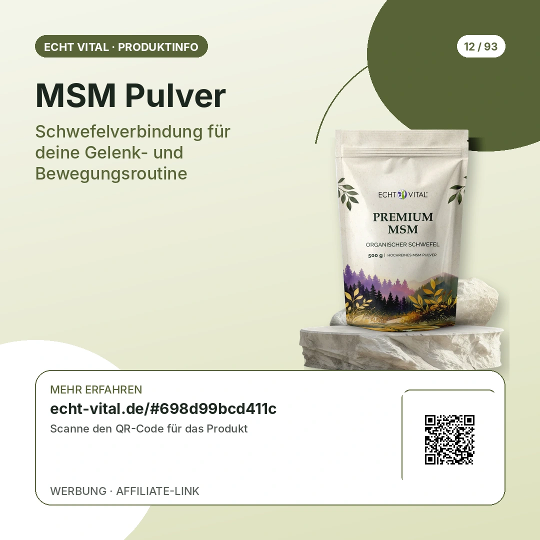 MSM Pulver als Pulver mit QR-Code zur Produktseite
