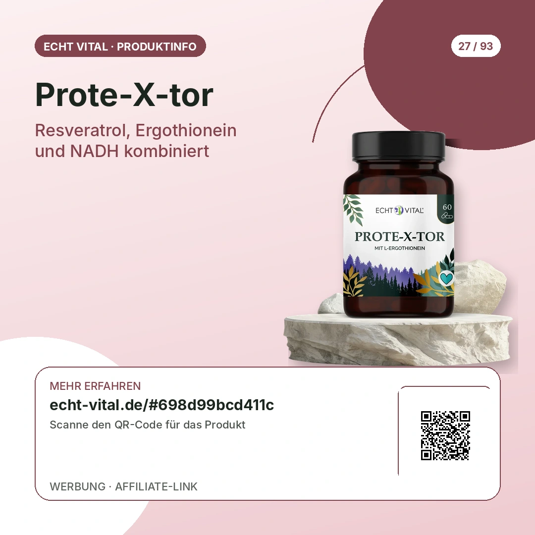Prote-X-tor von Echt Vital mit scanbarem QR-Code zum Affiliate-Produktlink