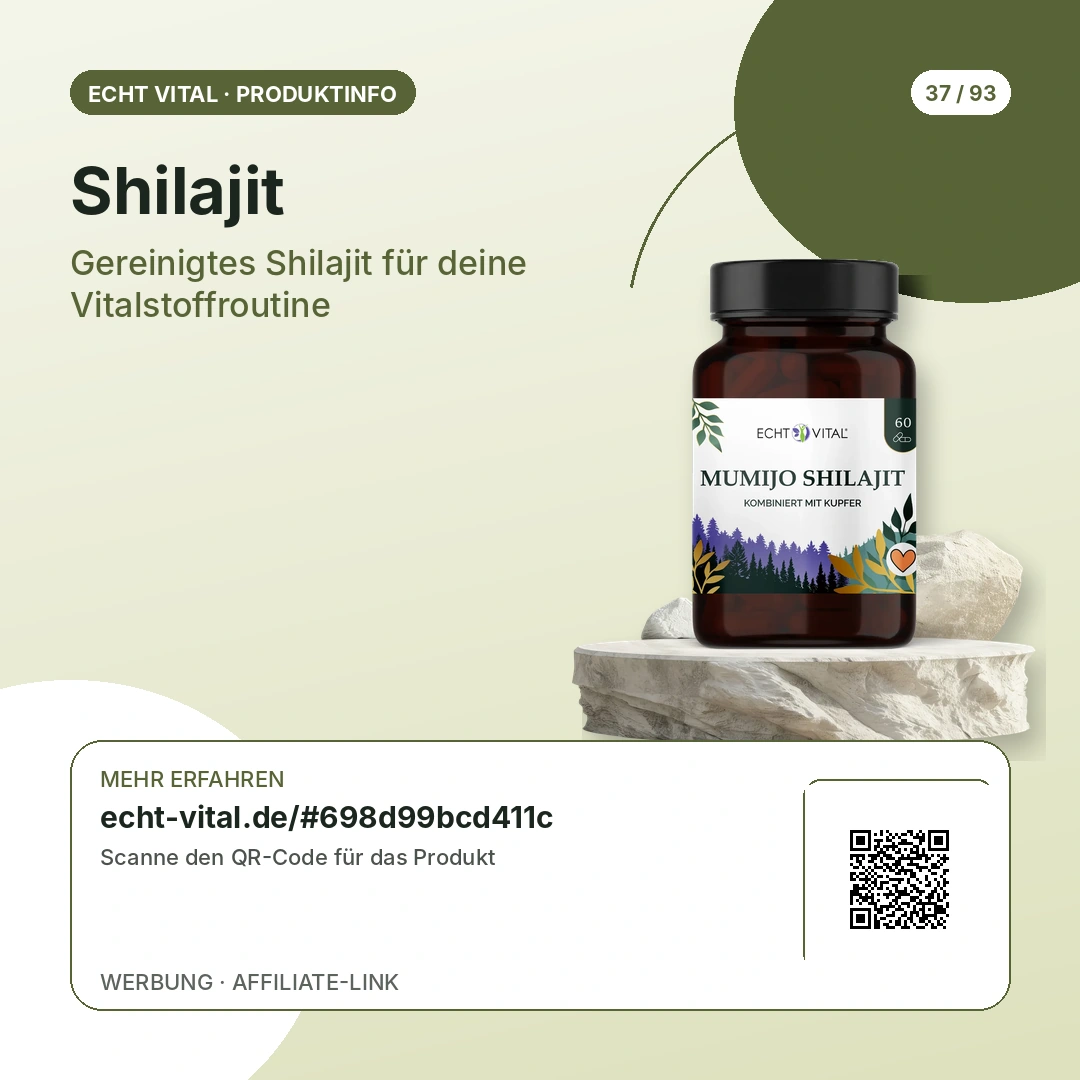 Shilajit von Echt Vital mit scanbarem QR-Code zum Affiliate-Produktlink