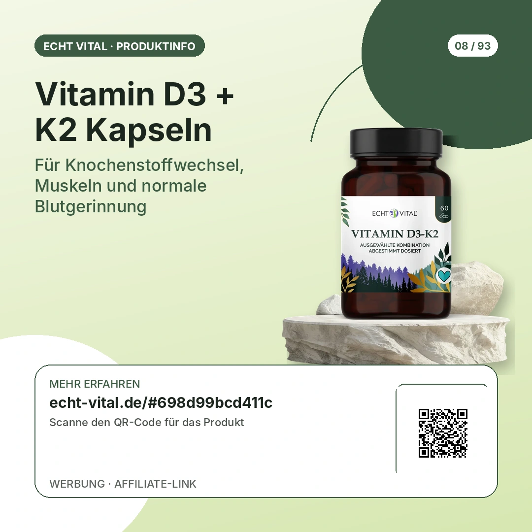Vitamin D3 + K2 Kapseln als Kapseln mit QR-Code zur Produktseite