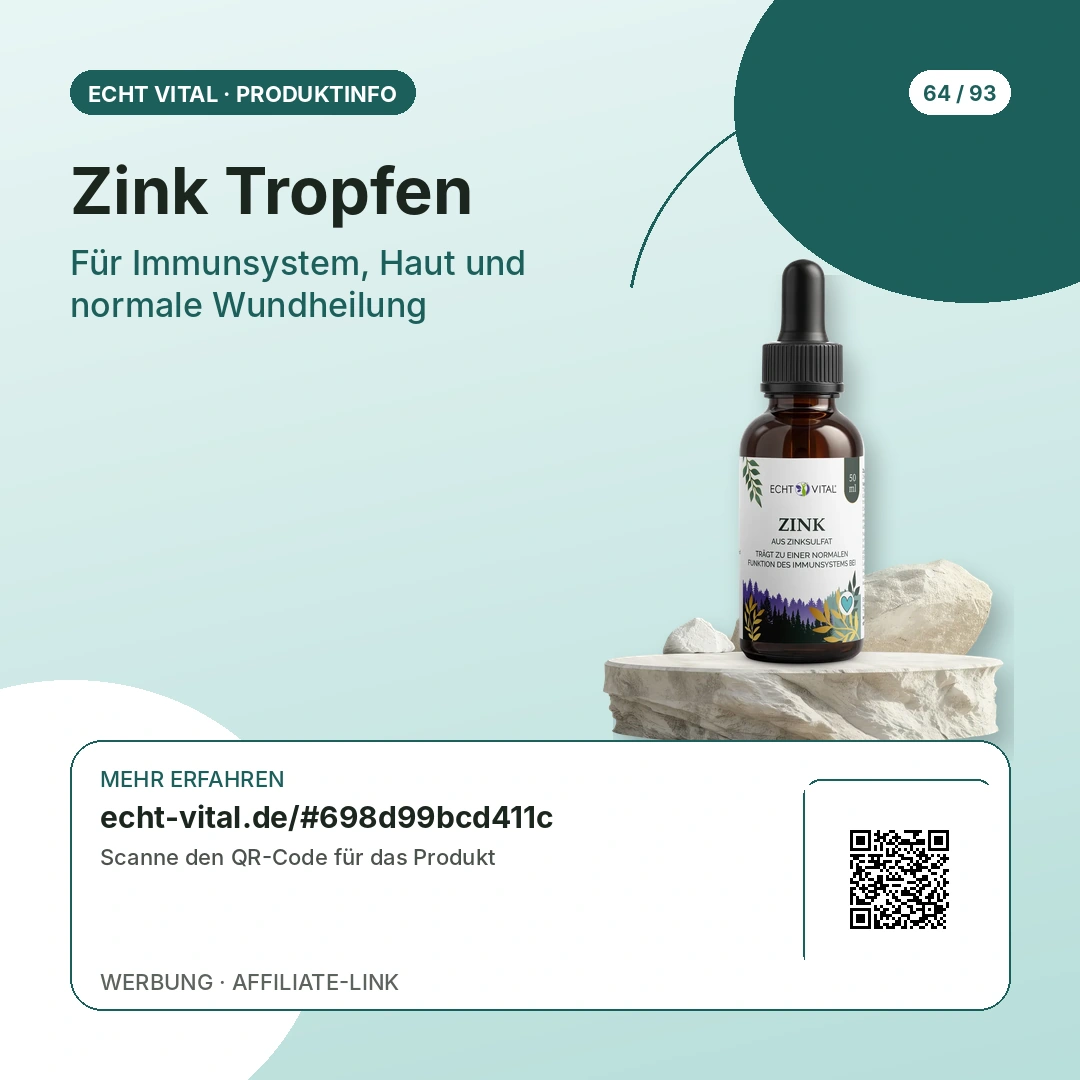 Zink Tropfen Vergleich mit scanbarem Affiliate-QR-Code