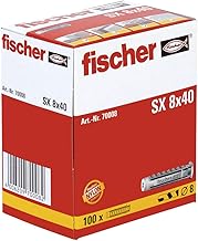 Fischer Spreizdübel SX 8 x 40, Schachtel mit 100 Nylondübeln, Dübel für optimalen Halt bei Befestigungen in Beton, Hochlochziegel, Porenbeton, Vollziegel uvm., Standard, 70008 Test 2025