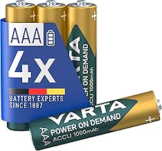 VARTA Batterien AAA, wiederaufladbar, 4 Stück, Power on Demand Recharge Accu, Akku, 1000 mAh Ni-MH, ohne Memory Effekt, vorgeladen, sofort einsatzbereit